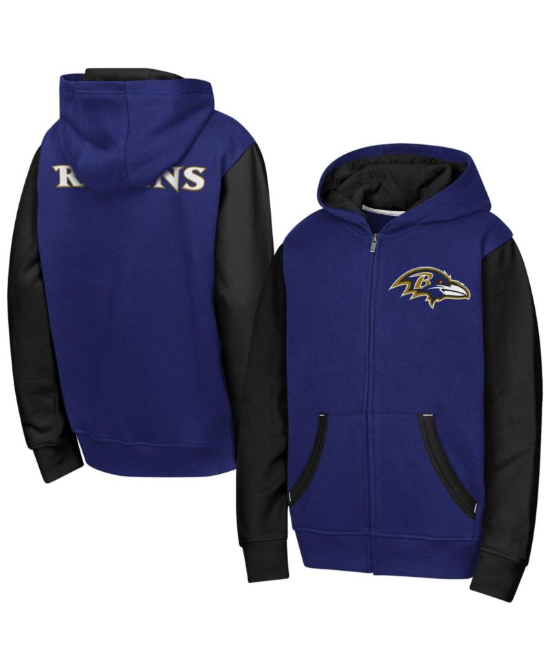 Big Boys and Girls Purple Baltimore Ravens Stadium Colorblock Full-Zip Hoodie