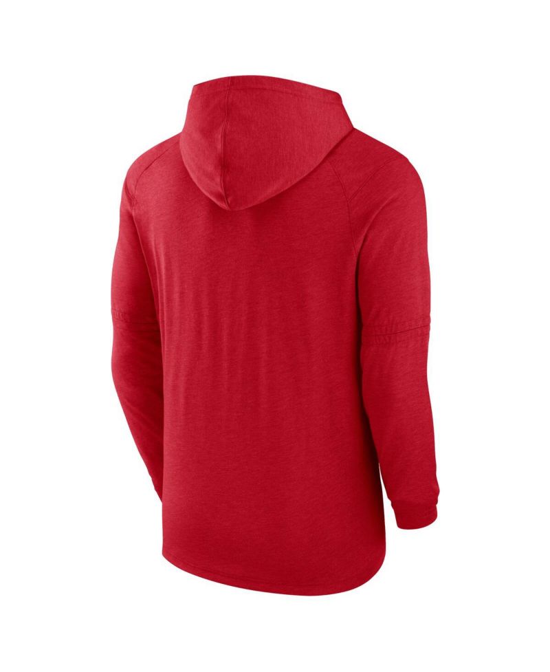 Men's Heather Red Washington Nationals Authentic Collection Tri-Blend Performance Pullover Hoodie