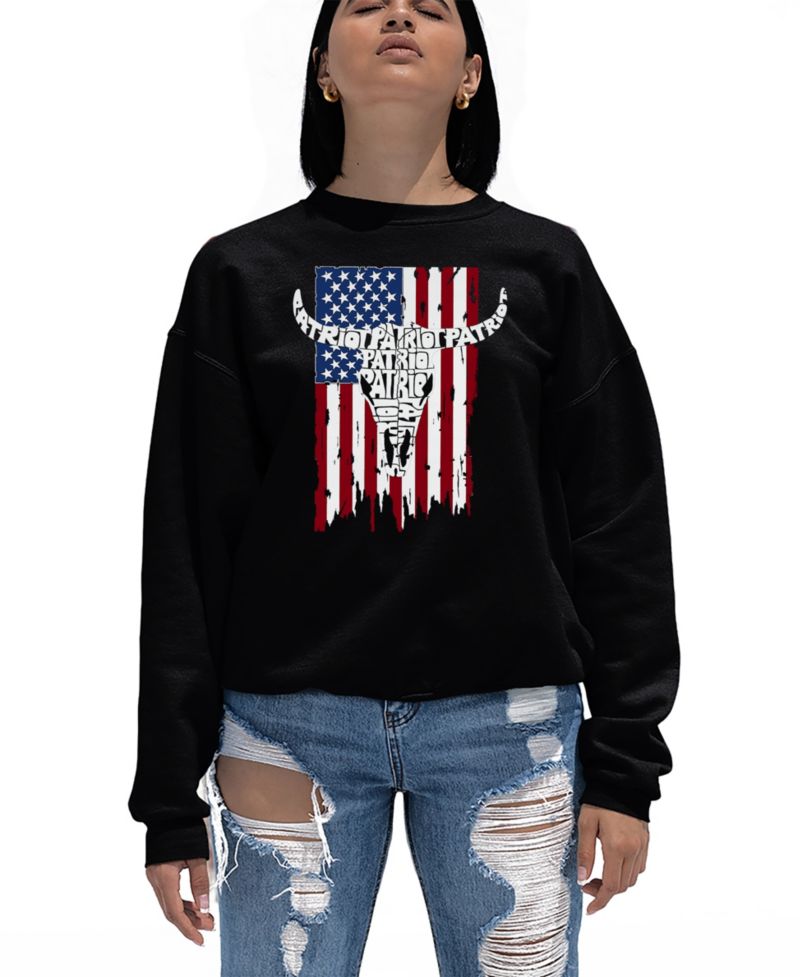 Women's Patriot Flag Word Art Crewneck Sweatshirt