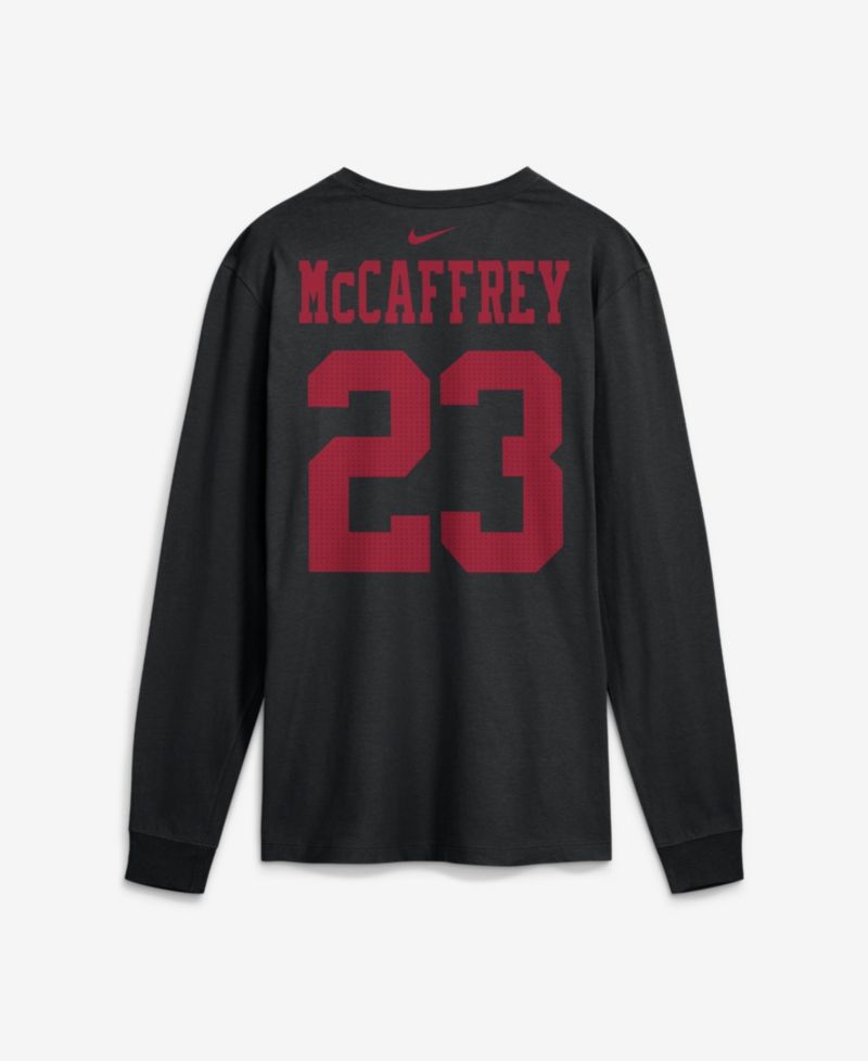 Men's Christian McCaffrey San Francisco 49ers Name & Number Long Sleeve Crew Neck T-Shirt