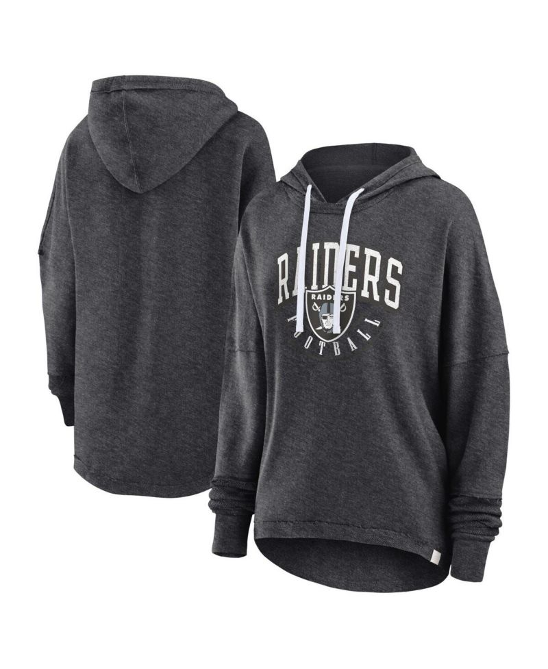 Women's Charcoal Distressed Las Vegas Raiders Lounge Helmet Arch Pullover Hoodie