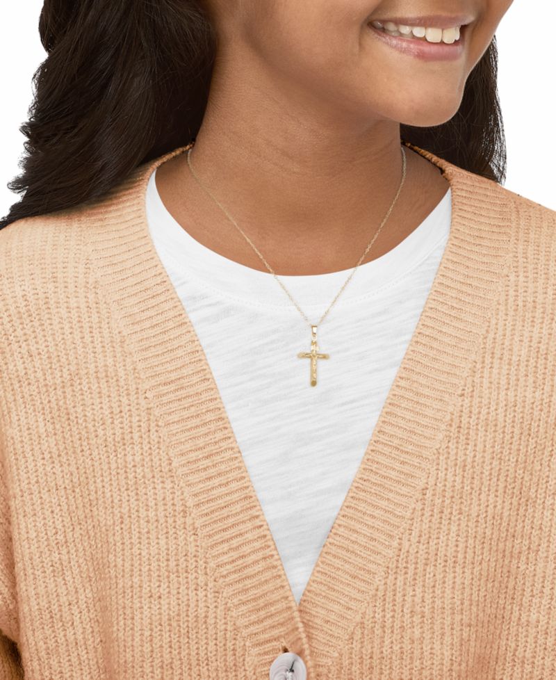 Macy's Children's Crucifix Cross Pendant Necklace in 14k Yellow Gold