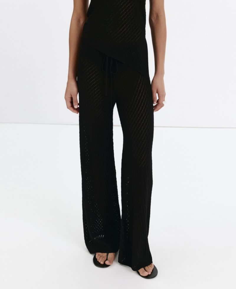 Women's Pull-On Straight-Leg Lace-Accented Knit Pants