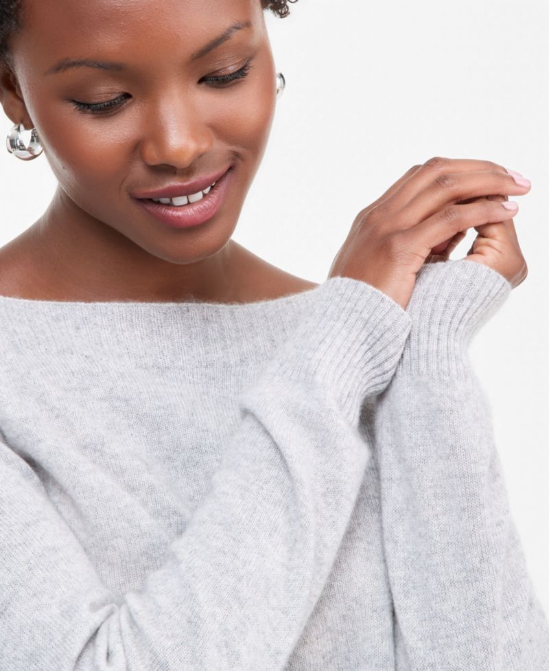 Plus Size 100% Cashmere Boat-Neck Sweater