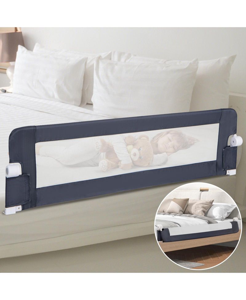 Baby Bed Rail Guard with Adjustable Strap and Fold-Down Design for Easy Access