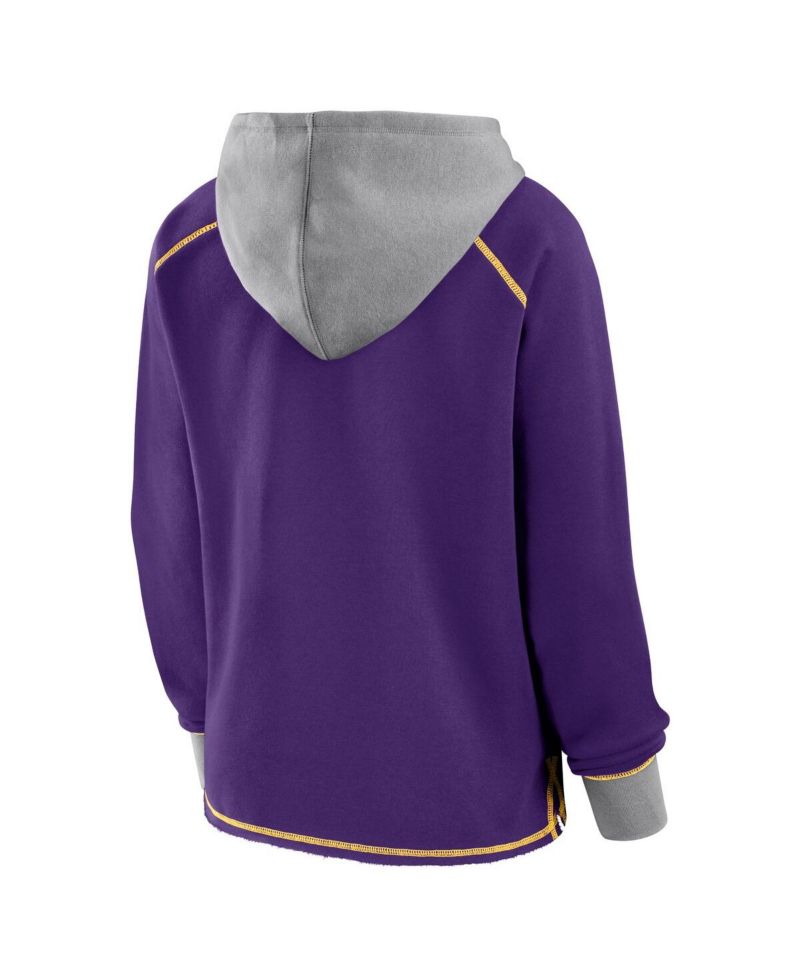 Women's Purple Minnesota Vikings Boom Fleece Pullover V-Neck Hoodie