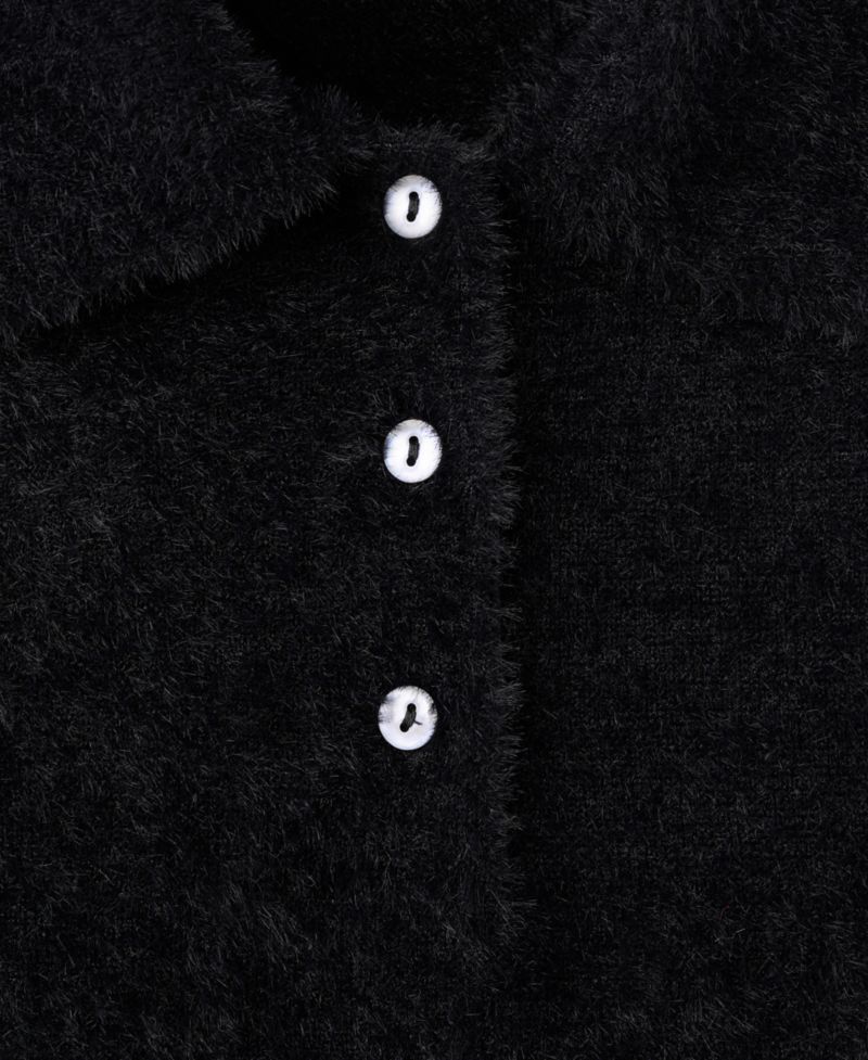 Women's Faux Fur Polo-Neck Sweater