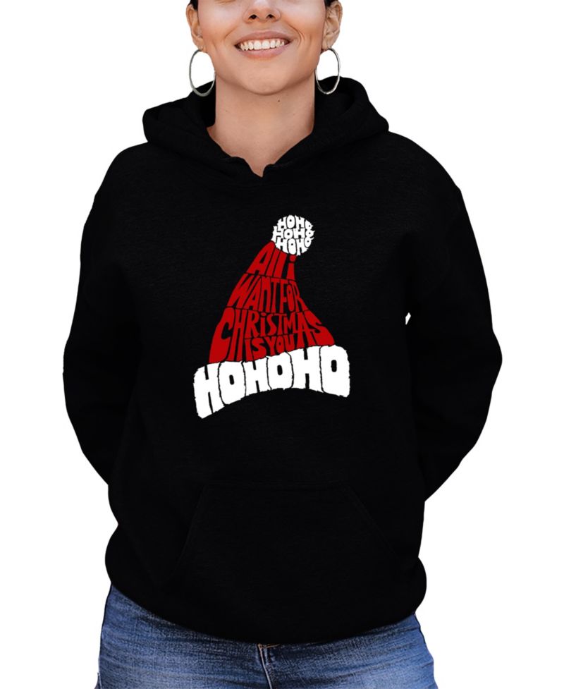 Women's All I Want for Christmas is You Word Art Hooded Sweatshirt