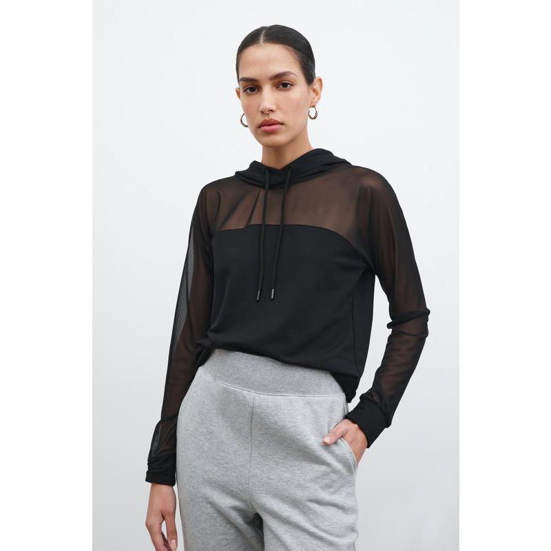 Women's Park Sheer Mesh-Sleeve Lightweight Relaxed Hoodie