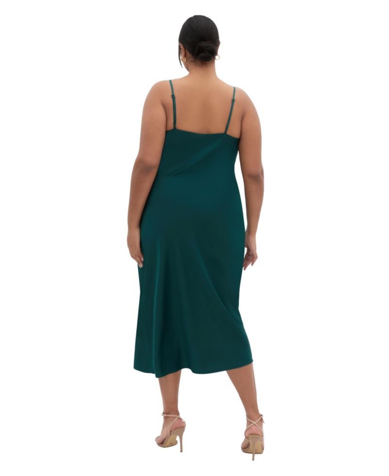 Plus Size Adelina Twist Cowl Neck Sateen Slip Dress