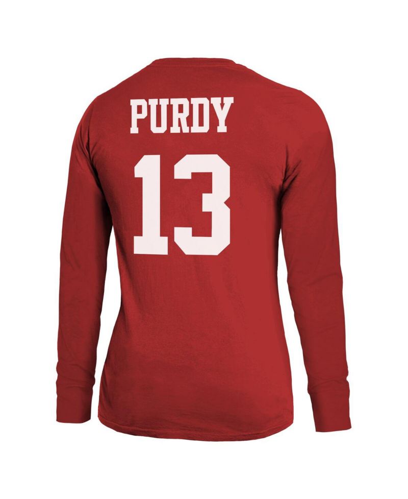 Women's Brock Purdy Scarlet San Francisco 49ers Player Name & Number Long Sleeve T-Shirt