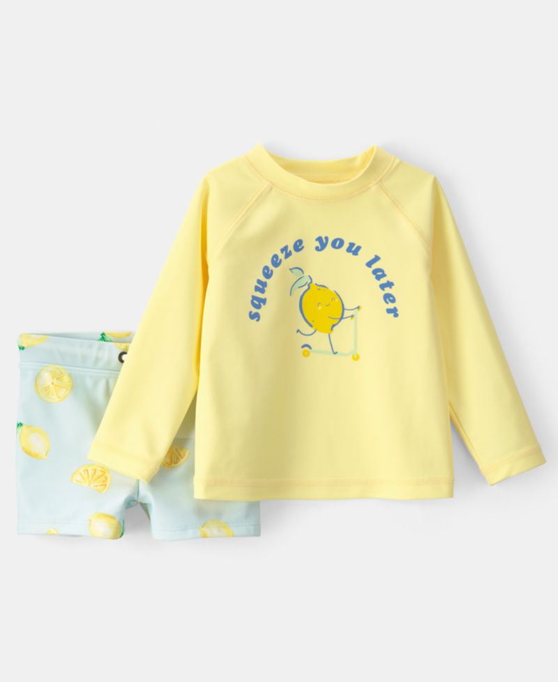 Baby Boys' Lemon Rashguard and Swim bottoms, 2-Piece Set