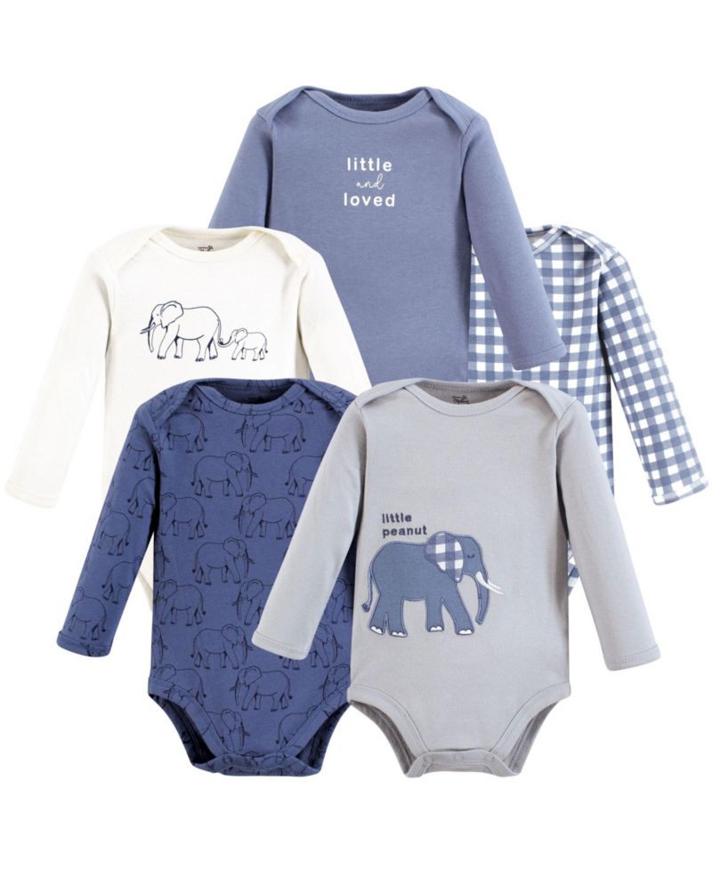 Baby Boys 5Pk Long Sleeve Natural Bodysuits