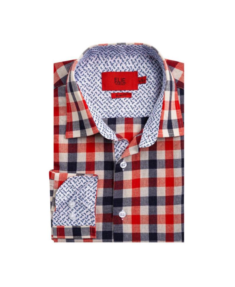 Men's Slim Fit Gingham Plaid Shirt
