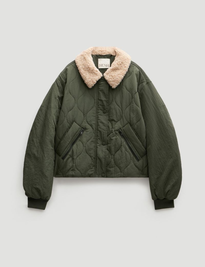 Women's Teddy Collar Quilted Bomber Jackets