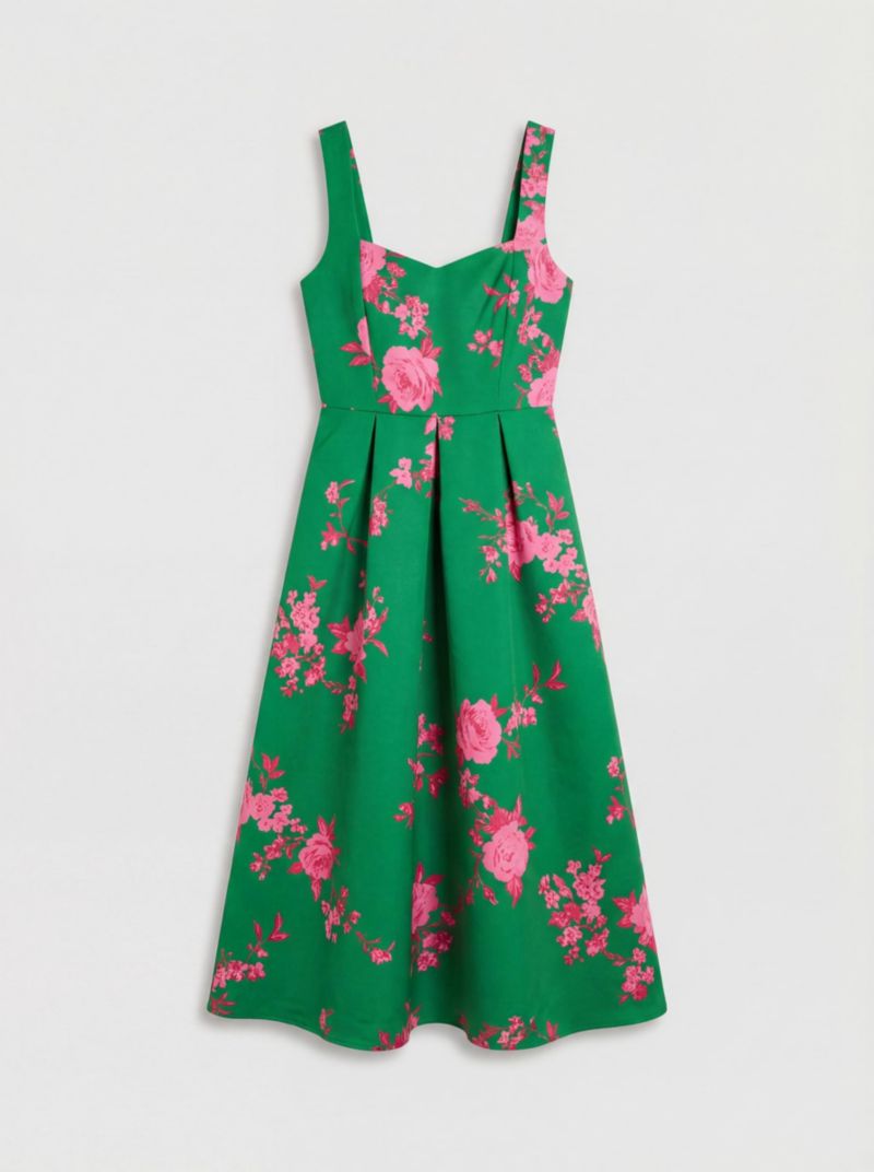 Women's Occasion Floral Strappy Twill Midi Dress