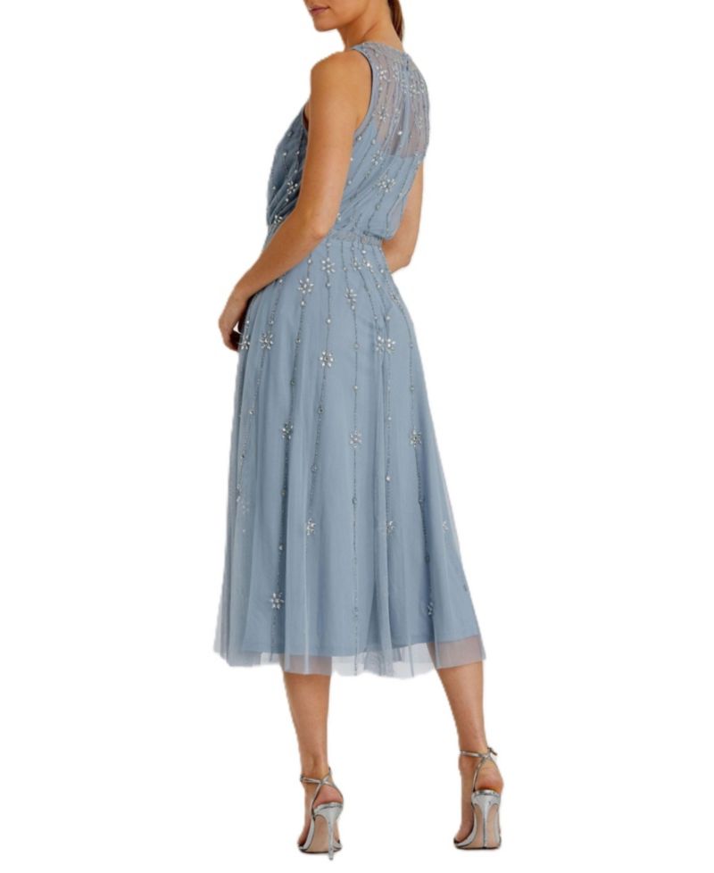 Women's High Neck Sleeveless Embelished A Line Dress