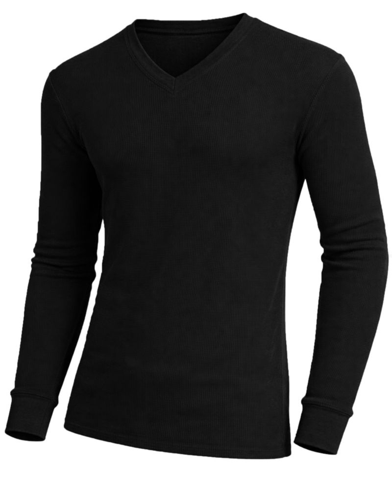 Men's Long-Sleeve Waffle-Knit V-Neck Thermal T-Shirt