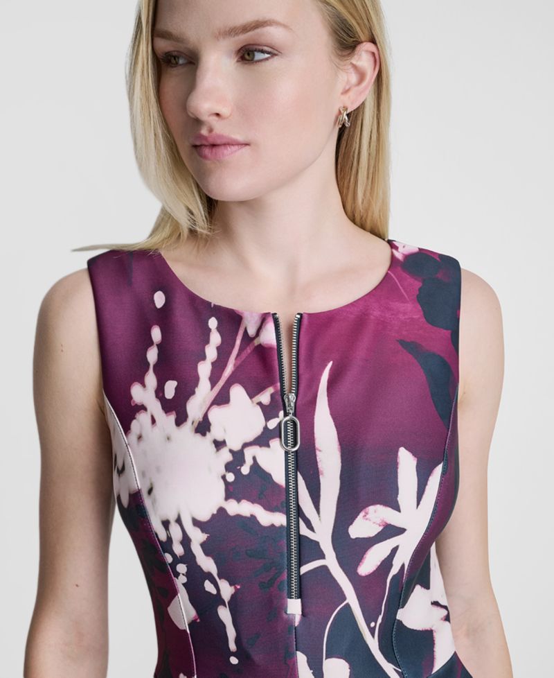 Women's Sleeveless Crewneck A-Line Midi Dress