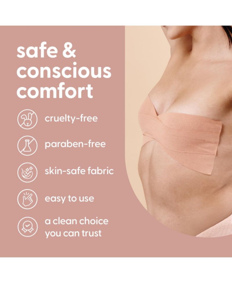 Boob Lift Tape for Women Invisible Sweat Proof Stretchable Bra Tape for Strapless Dresses with Silicone Nipple Covers