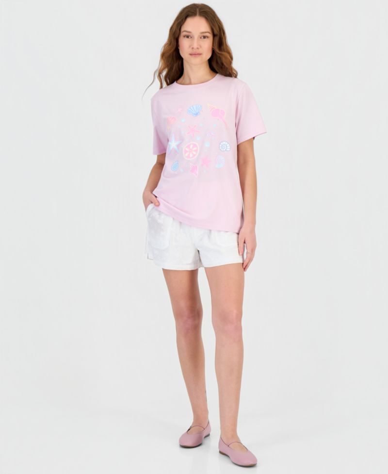 Juniors' Embellished Graphic-Print Short-Sleeve T-Shirt