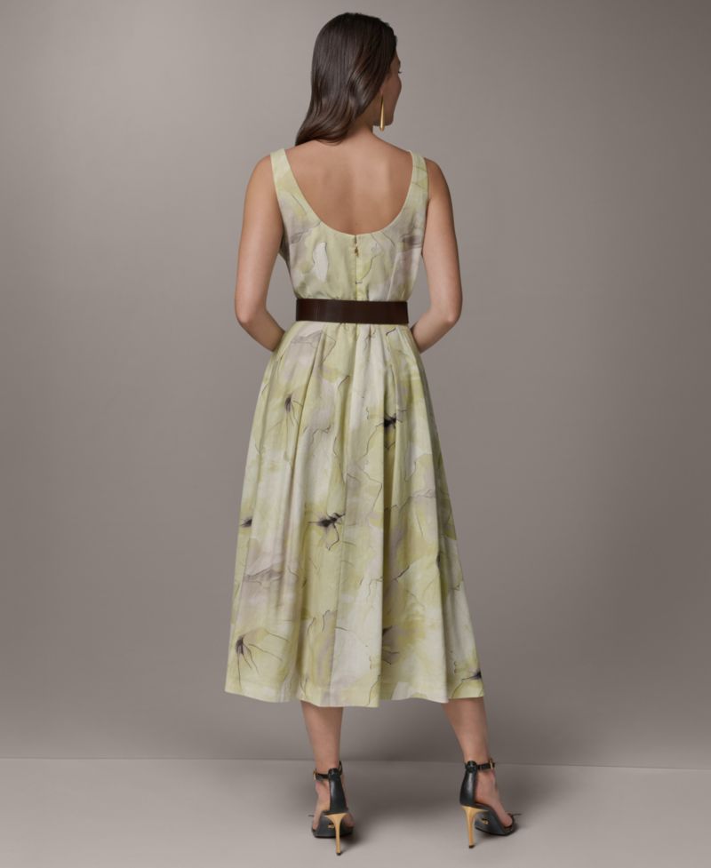 Women's Printed Square Neck Midi Dress