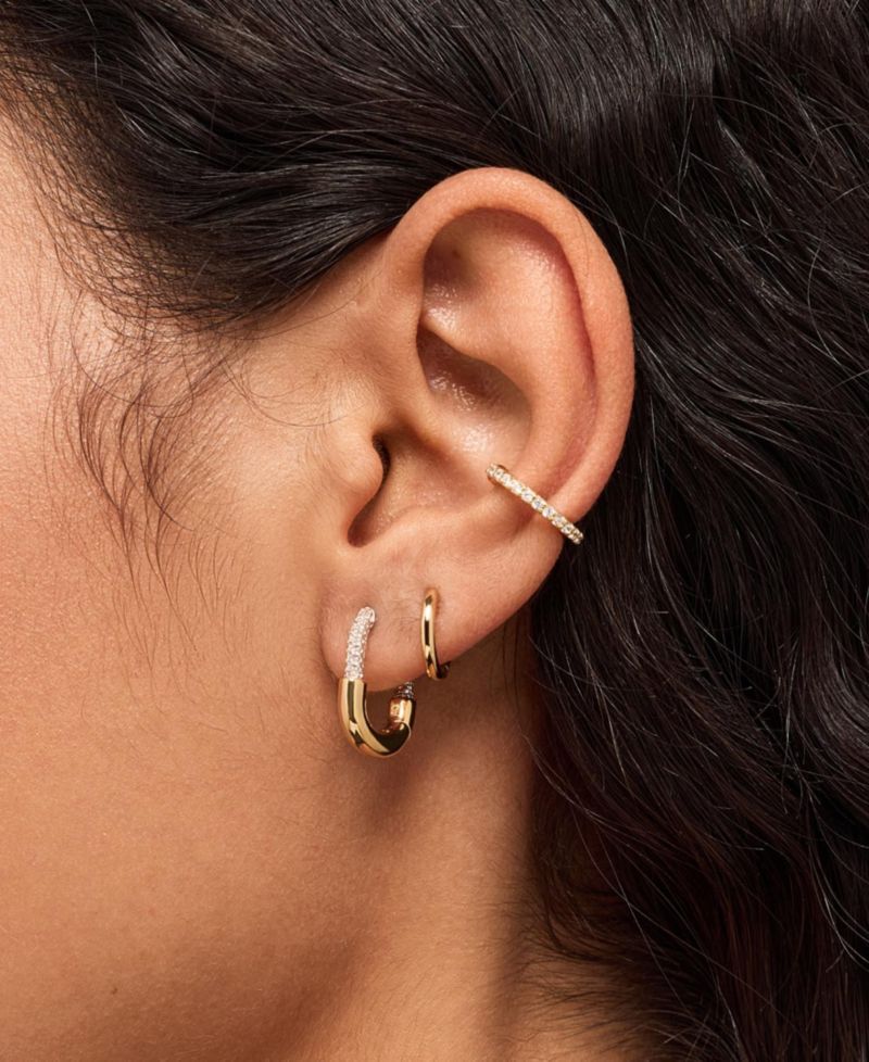 Brynley Two-Tone Mini Micropave Hoop Earrings