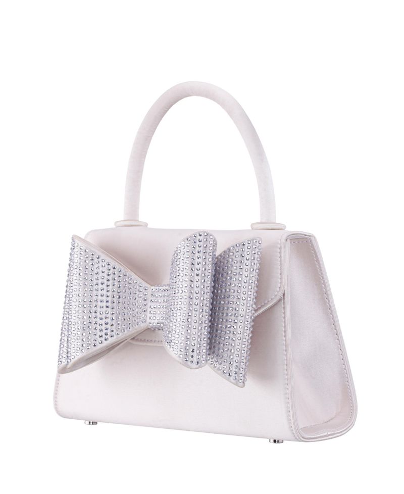 Crystal Double Bow Handheld Satchel Bag
