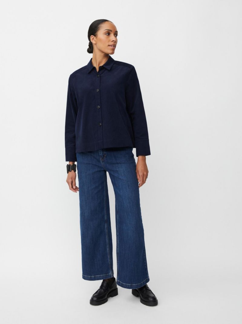 Women's Long Sleeve Collared Velvet Shirt