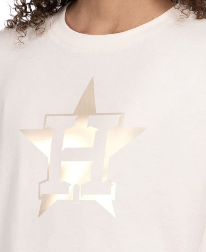 Women's Cream Houston Astros Pastels Boxy Cropped T-Shirt
