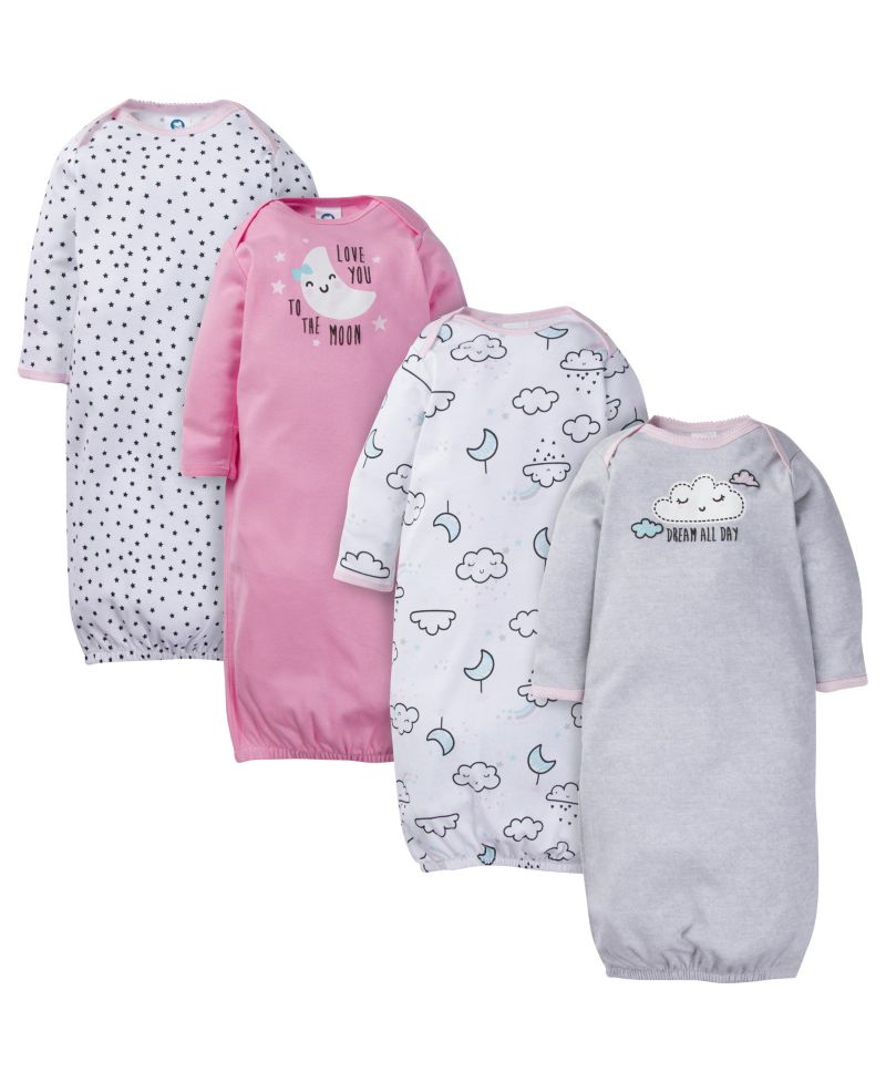 Baby Girls Fleece-Lined Gb 4Pk Gowns
