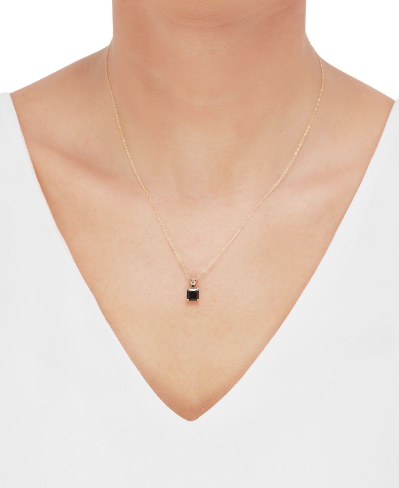 Onyx Square 18" Pendant Necklace in 14k Gold