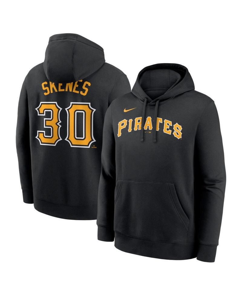 Men's Paul Skenes Black Pittsburgh Pirates Player Name & Number Club Fleece Pullover Hoodie