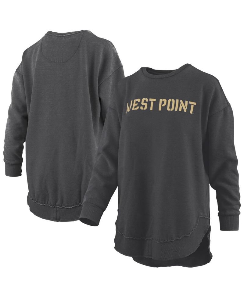 Women's Black Army Black Knights M&eacute;lange Poncho Vintage Fleece Long Sleeve Pullover Sweatshirt