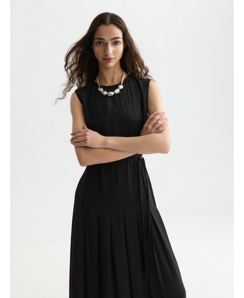 Women's Dresses Pleated Ankle Length Dress, Meteorite