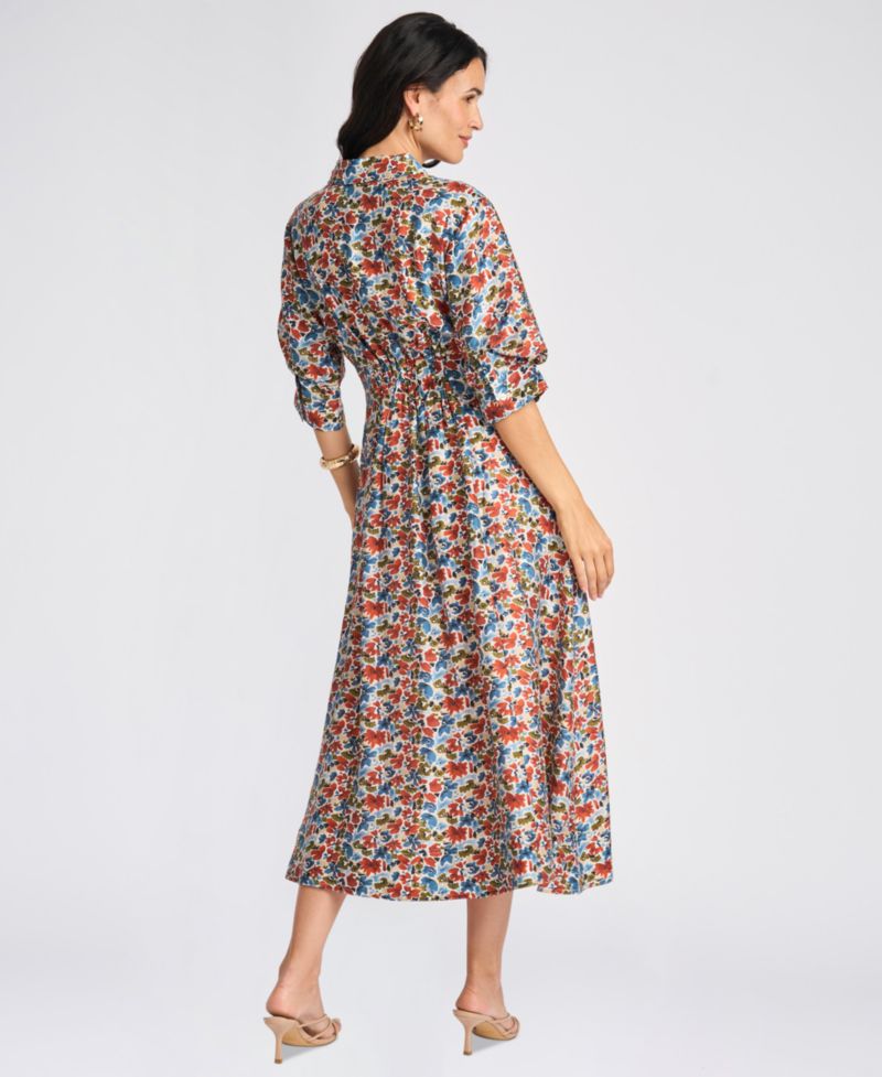Women's Floral-Print Short-Sleeve Midi Shirt Dress, Created for Macy's