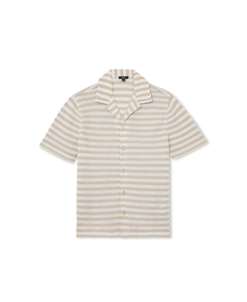 Men's Island Stripe Crochet Cuban Shirt