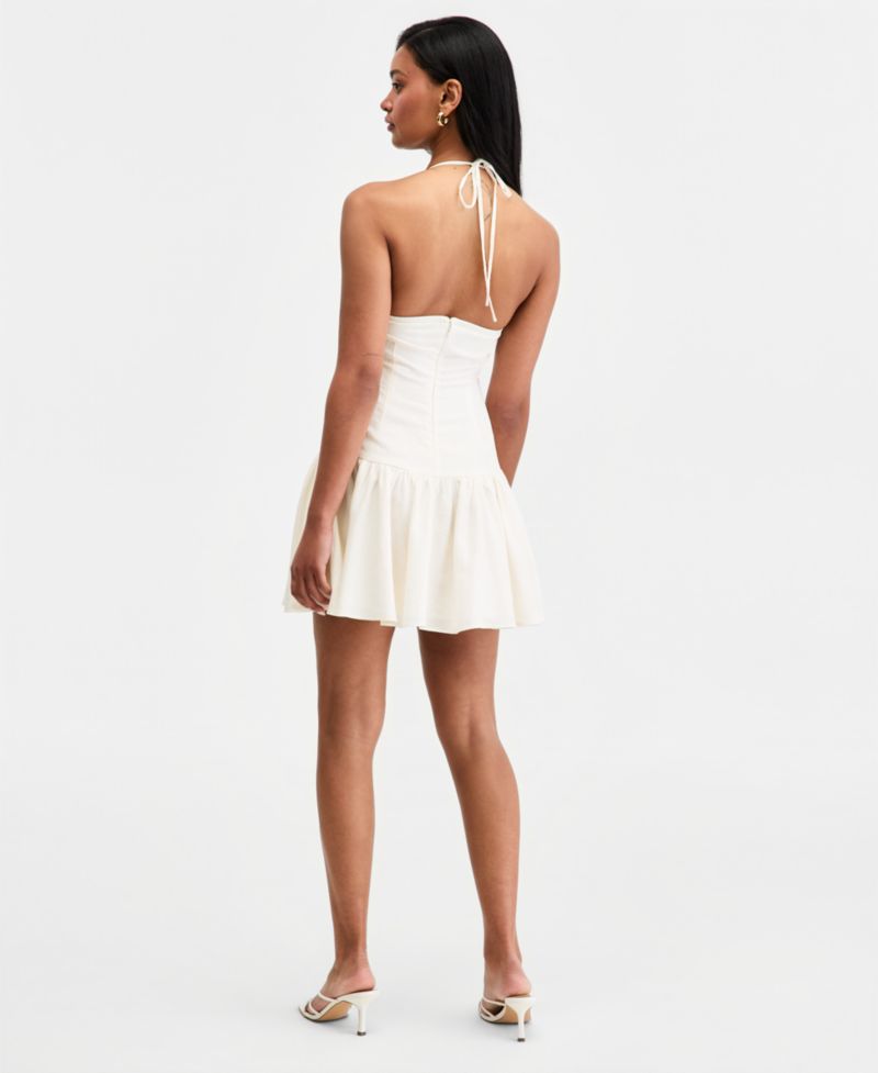 Women's Linen-Blend Drop-Waist Mini Dress