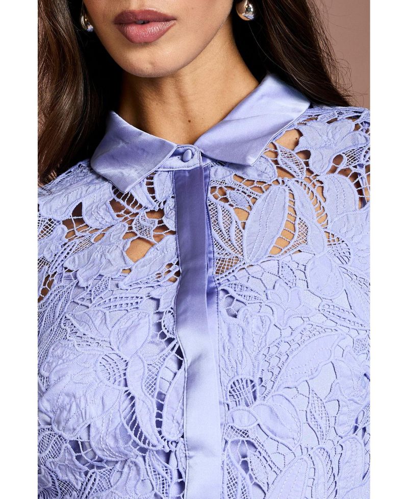 Women's Lace Shirt Long Sleeve Dress