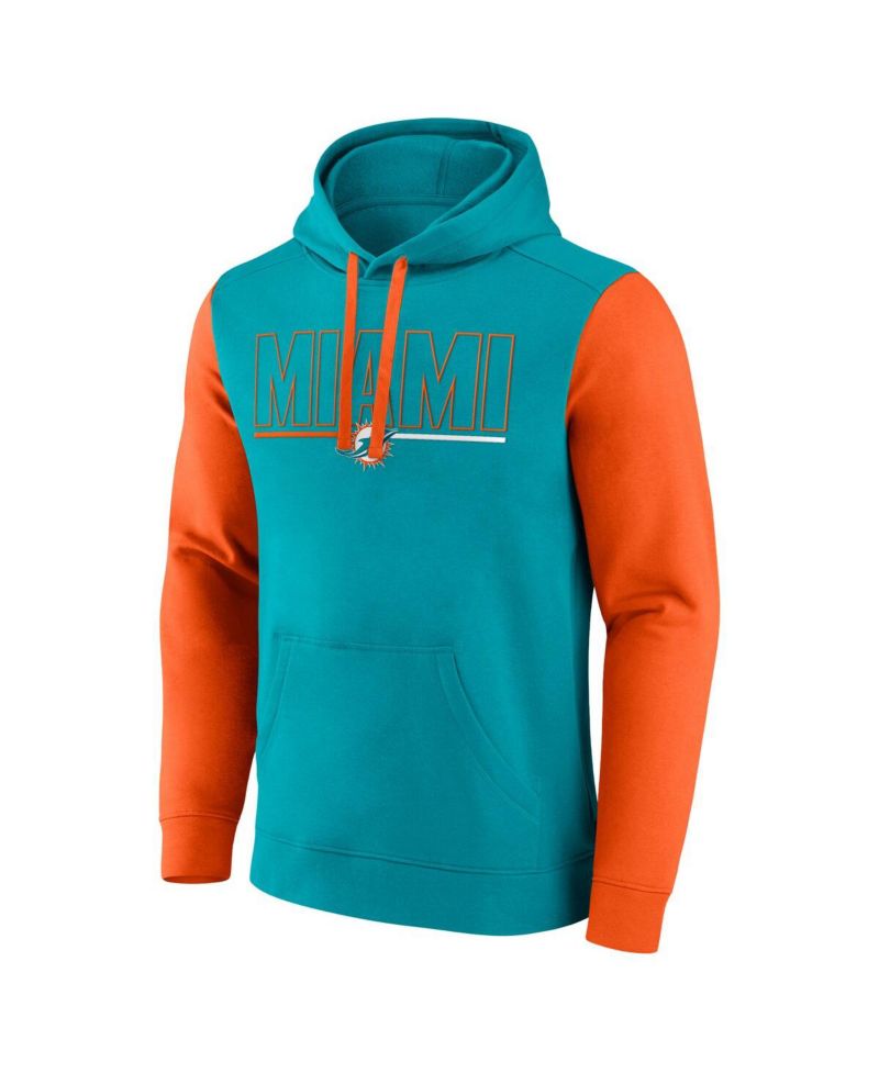 Men's Aqua Miami Dolphins Big & Tall Outline Pullover Hoodie