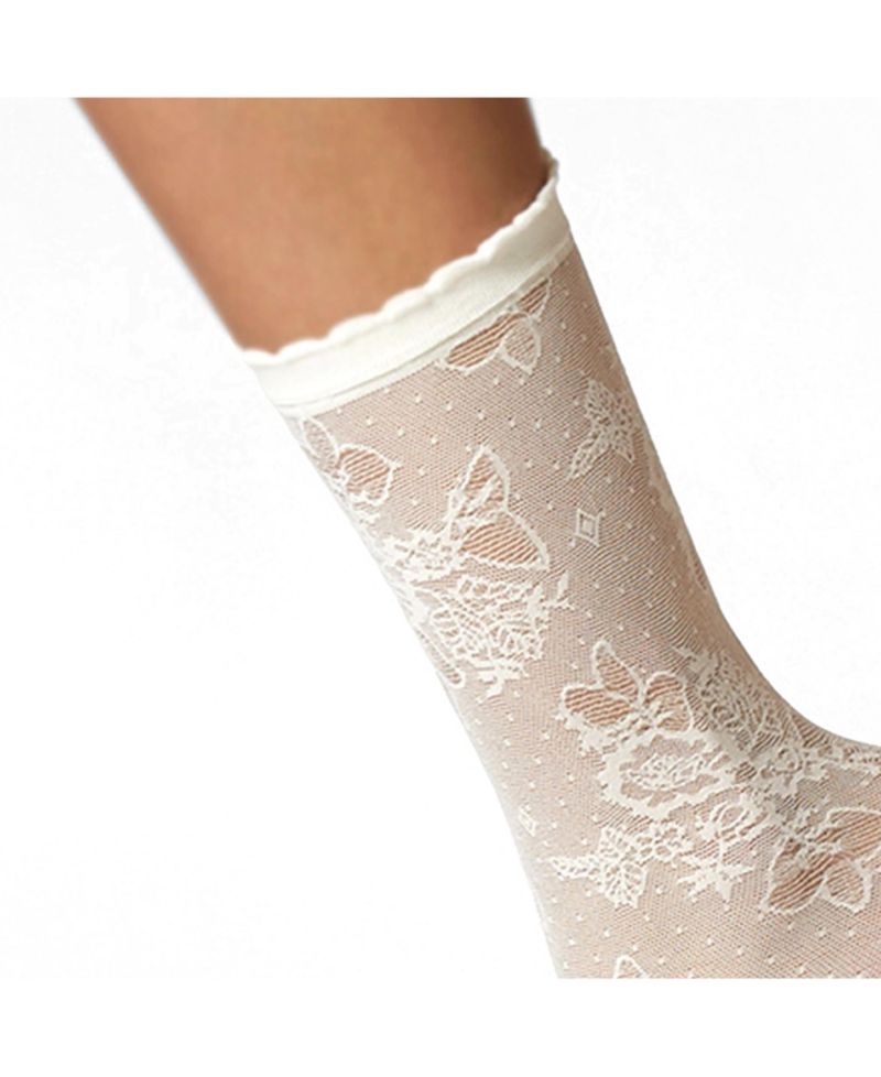 Women's Margaux Rose Sheer Floral Crew Socks