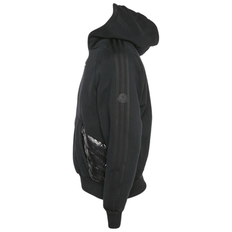 Men's X Adidas Black Cotton Knit Puffer Trim Hoodie