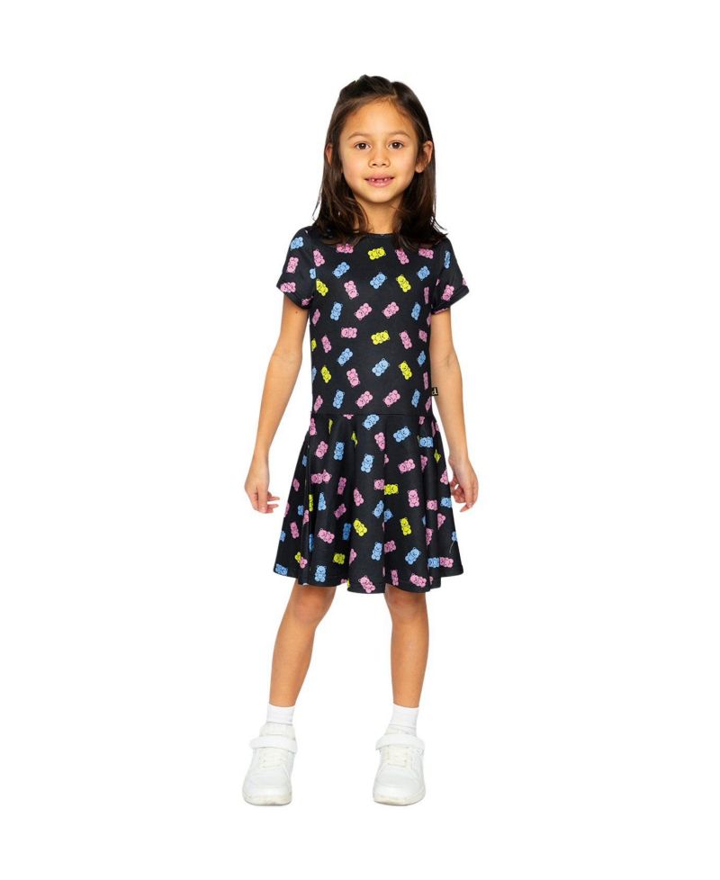 Little and Big Girl Short Sleeve Dress(6-12)Printed Gummy Bears