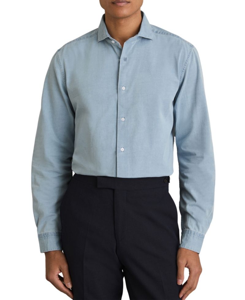 Men's Draper Cutaway Collar Regular-Fit Chambray Shirt