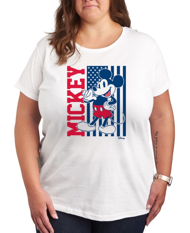 Plus Size Disney Mickey American Flag Graphic T-Shirt
