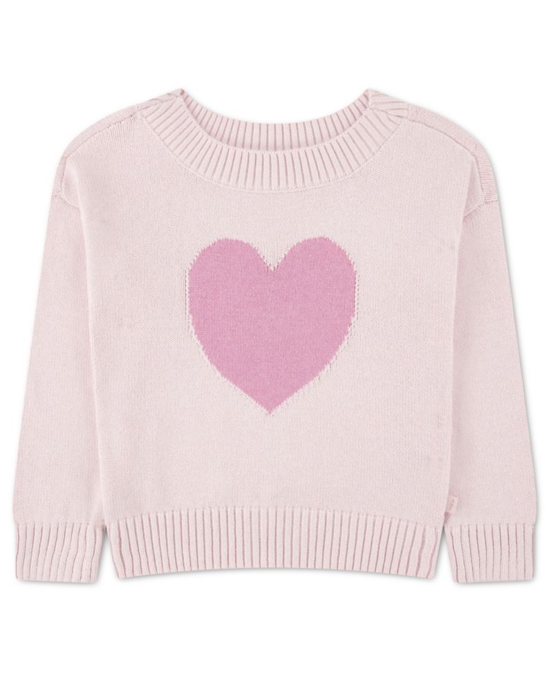 Toddler Girls' 2T-5T Heart Oversized Long-Sleeve Sweater