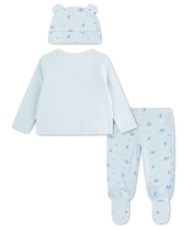 Baby Boys' Babywear Long-Sleeve Top, Footed Pants and Hat, 3-Piece Set