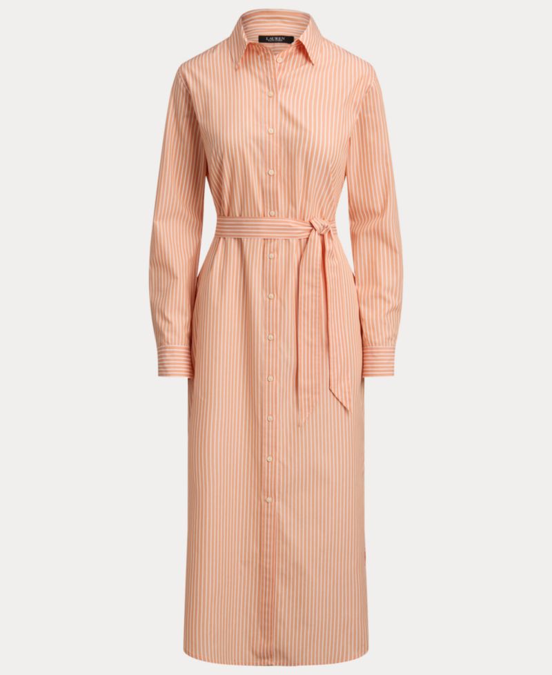 Women's Point Collar Striped End-On-End Shirt-Dress