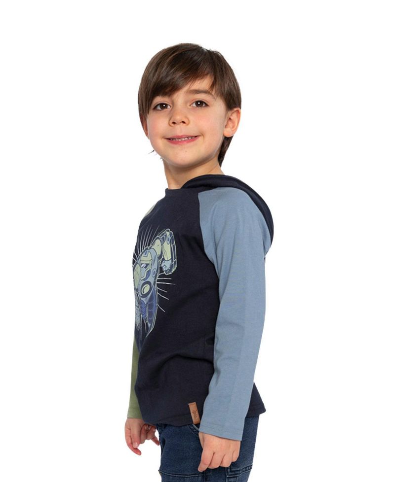 Little Boys 6- 12 Raglan Hooded T-Shirt