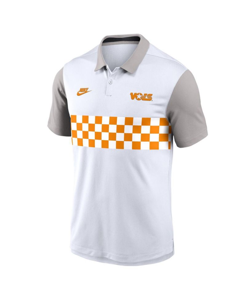 Men's White/Gray Tennessee Volunteers Athletic Prep Legacy Logo Vapor Performance Polo Shirt